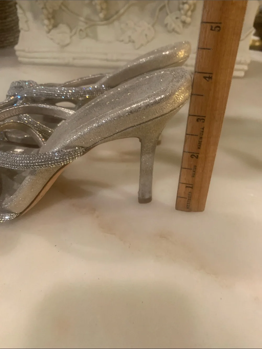 Loeffler Randall Mikel Silver Strass Bow Sandals Size 8 B